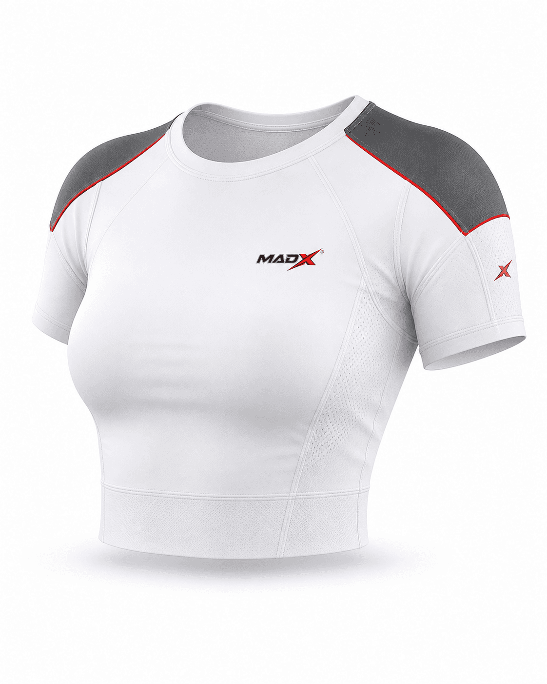 Apex White & Charcoal Performance Crop Top