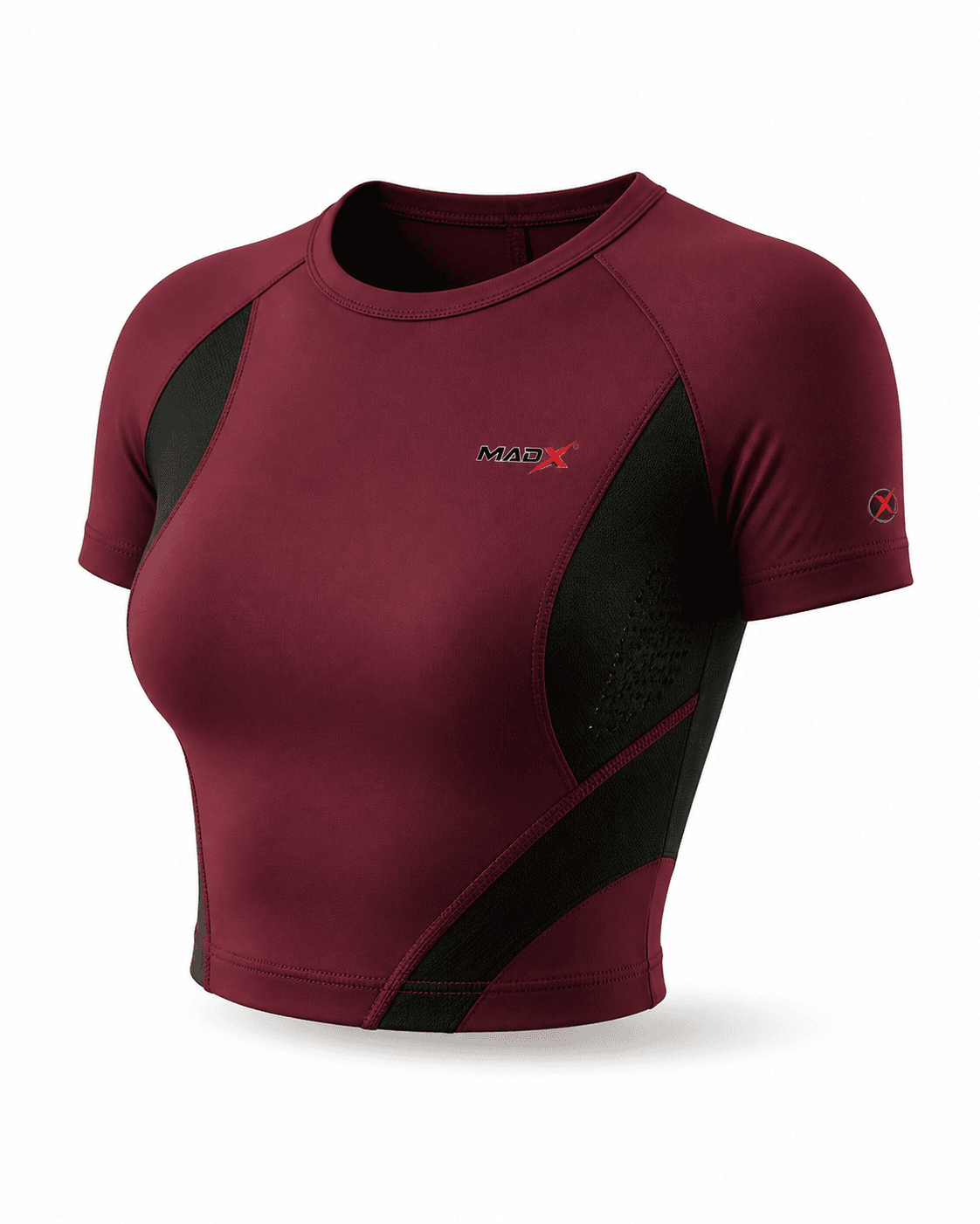 Drive Burgundy & Black Performance Crop Top