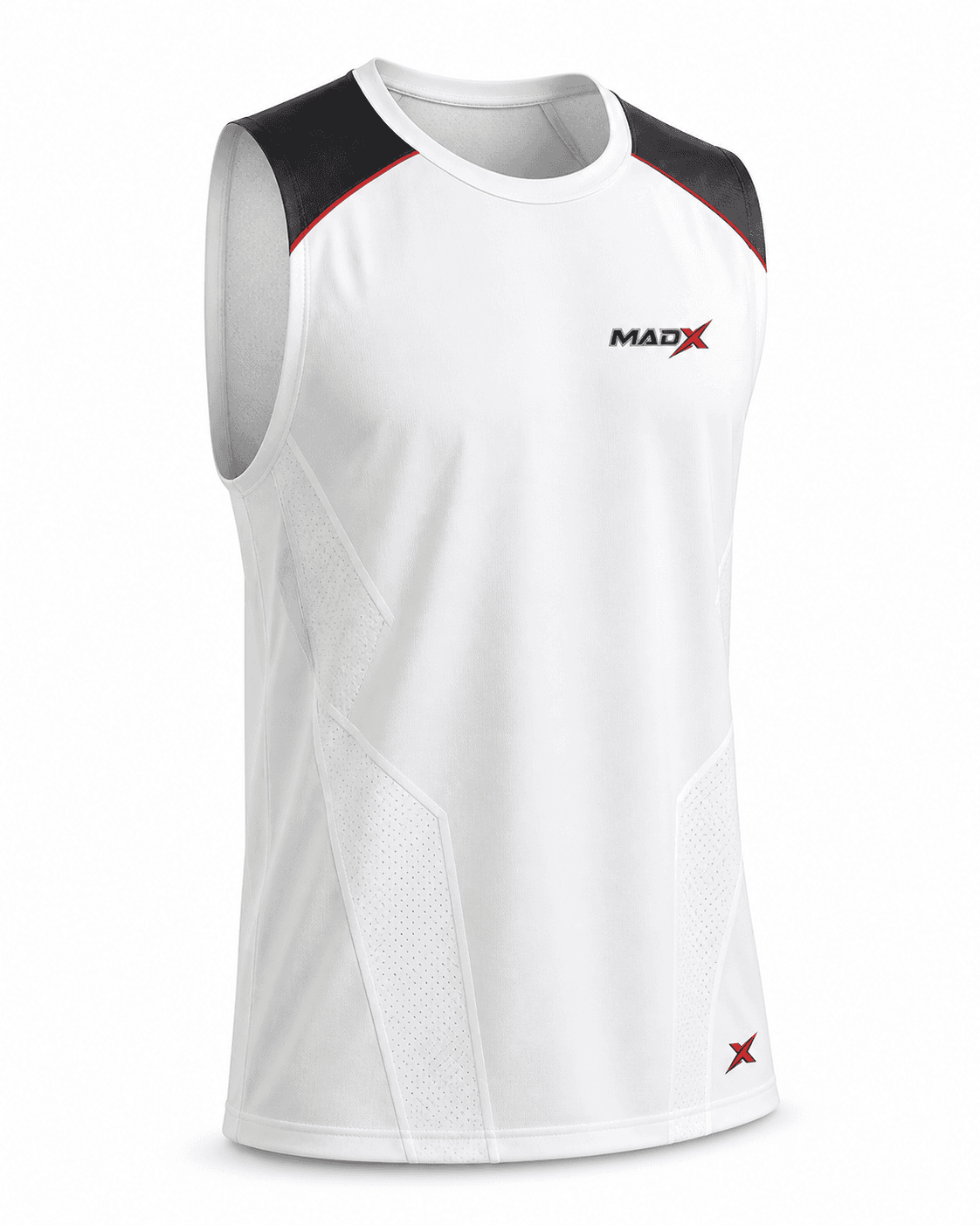 Apex White & Black Sleeveless Training Shirt