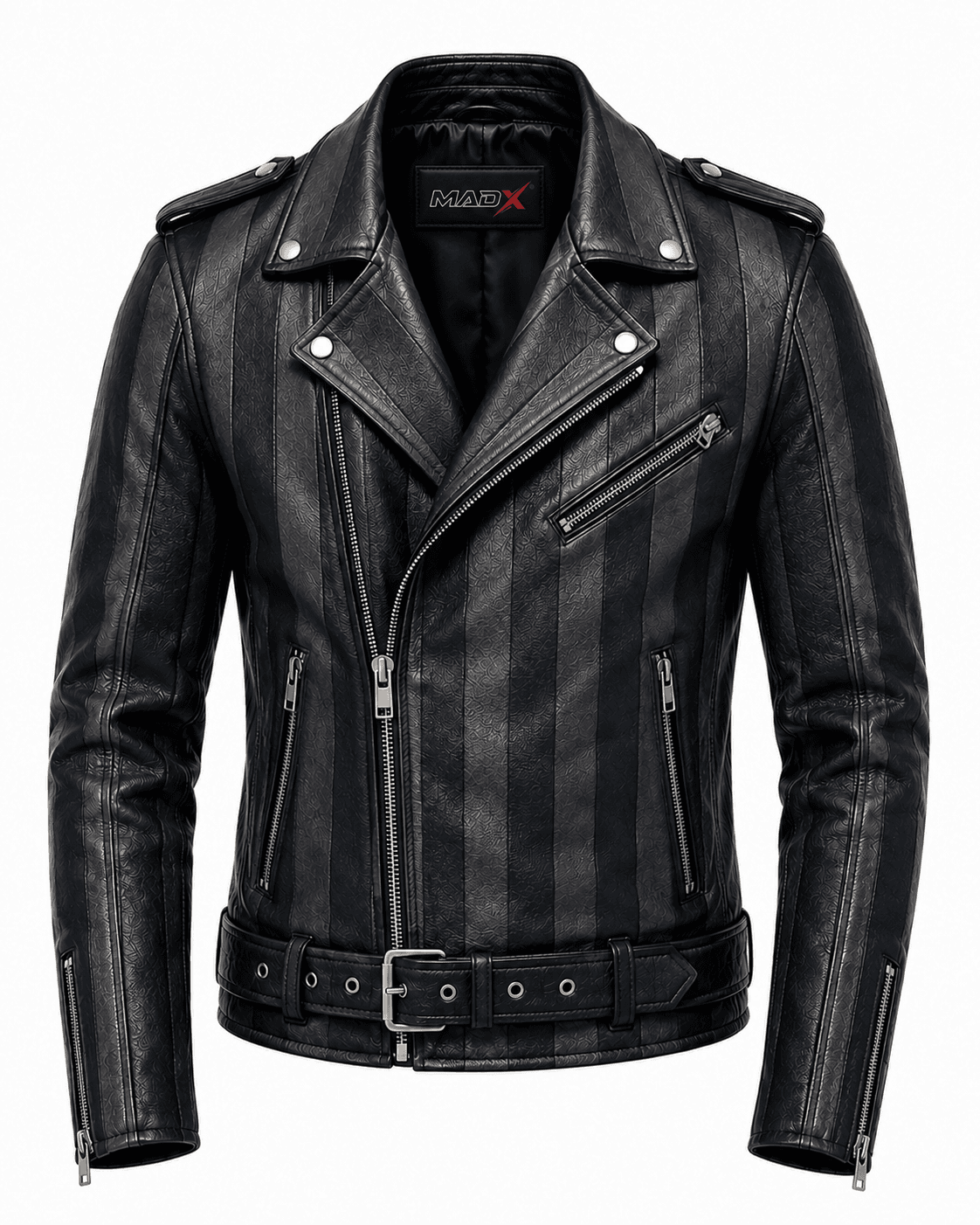 Night Stripe Leather Biker Jacket