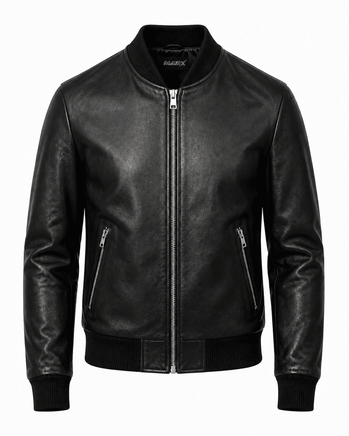 Midnight Black Leather Bomber Jacket