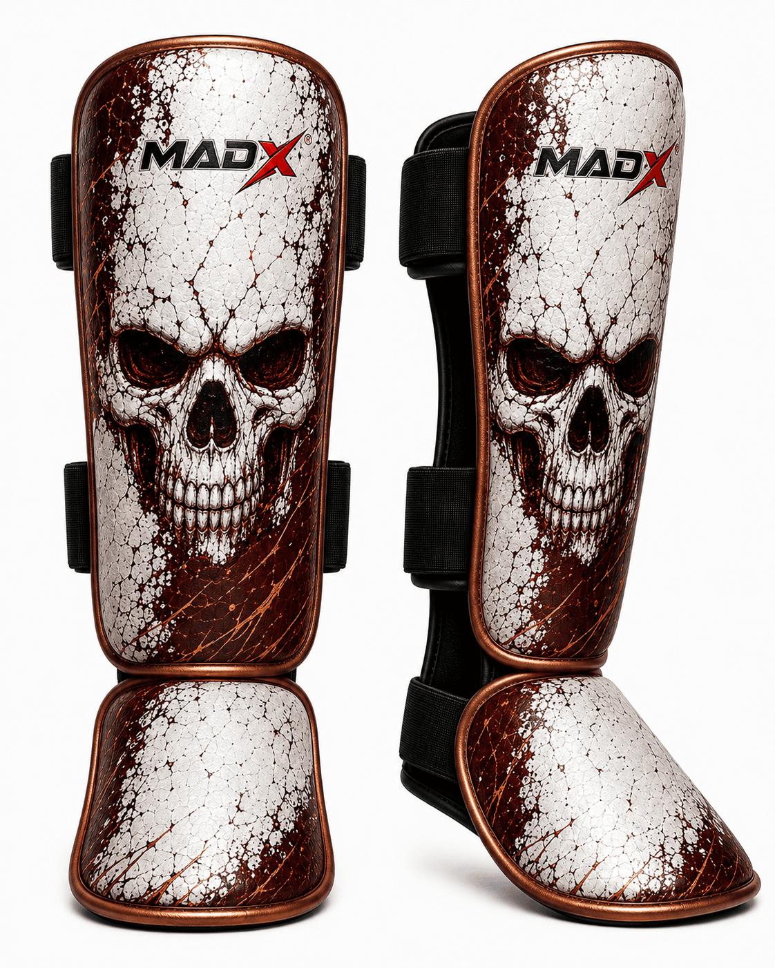 Rampage Burgundy Skull Shin Guards